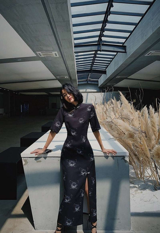 Asian Streetwear Japanese Robe Midi Long Cheongsam Oriental Vestido Elegant Chi