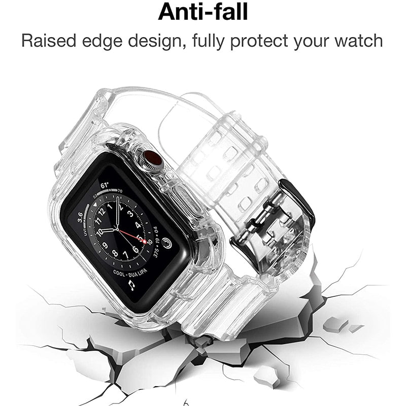 Clear Band + Case for Apple Watch 8 7 6 SE 5 3 2 Soft Transparent silicone Stra image 7