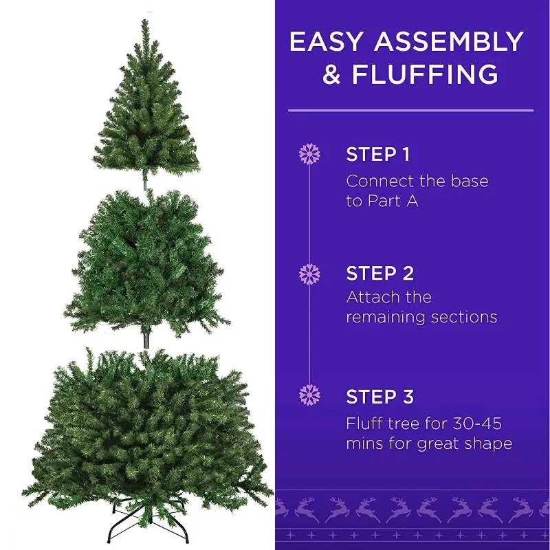 Vebreda 6ft  Christmas Tree, Pine Hinged Artificial Holiday Tree W/ 1000 image 3