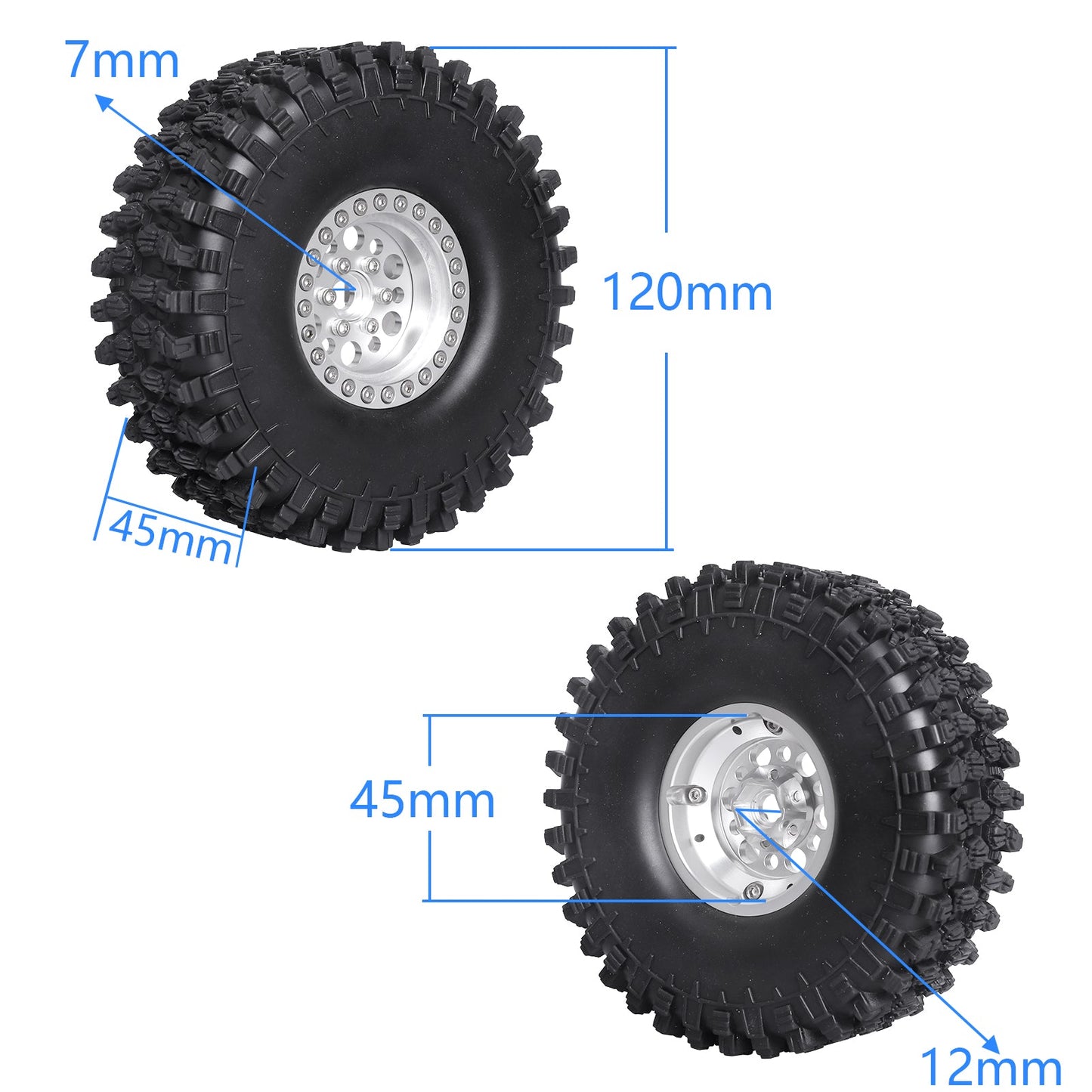 HobbyPark 4.72 " 1.9 Crawler Tires and 1.9 Beadlock Wheels Set for Axial SCX image 2