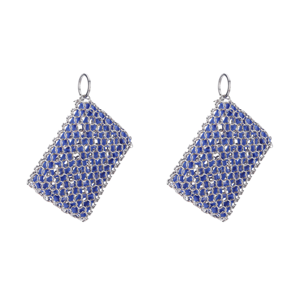 2-10PCS Cast Iron Cleaner with Hanging Ring Chainmail Scrubber Stainless Steel