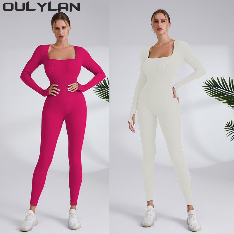Oulylan Tracksuit Jumpsuit Gym Workout Yoga Clothes Fitness Long Sleeved One Pi image 1