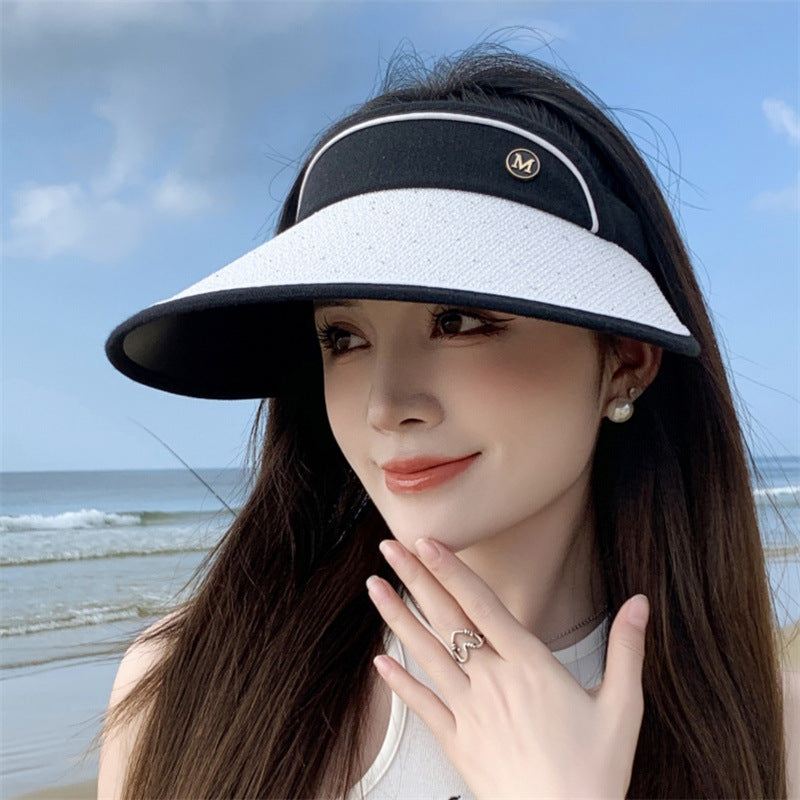 Large Brim Sun Hat for Women Summer Trip, UV Resistant Empty Top, Slim Face, Ve image 8