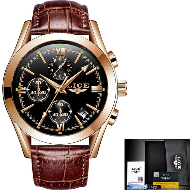 New Fashion Mens Watches Top Brand Luxury Military Quartz Watch Man Premium Lea image 0