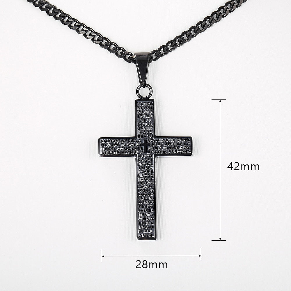 Cross Pendant Necklace For Men Women Jesus Christ Charm Necklace G Color Bla