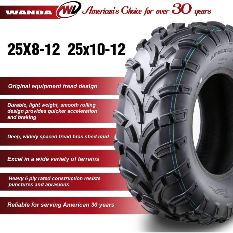 Set of 4 ATV/UTV Tires 25x8 12 Front & 25x10 12 Rear /6PR P373 10243/10244 US(O image 1