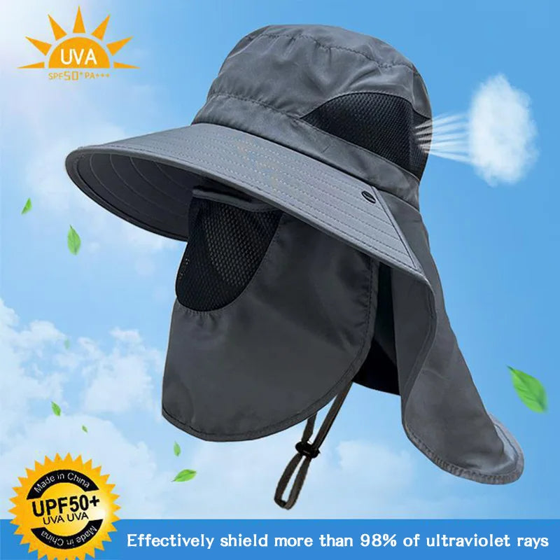 Summer Outdoor Fishing Caps Men Wide Brim UV Protective Mask Thin Casual Hats S image 6