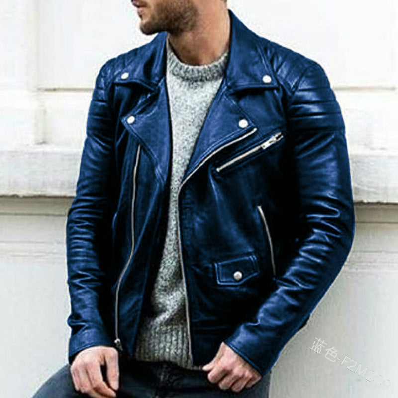 Spring Autumn New Fashion Men's Casual Trendy Loose Leather Jacket Coat America