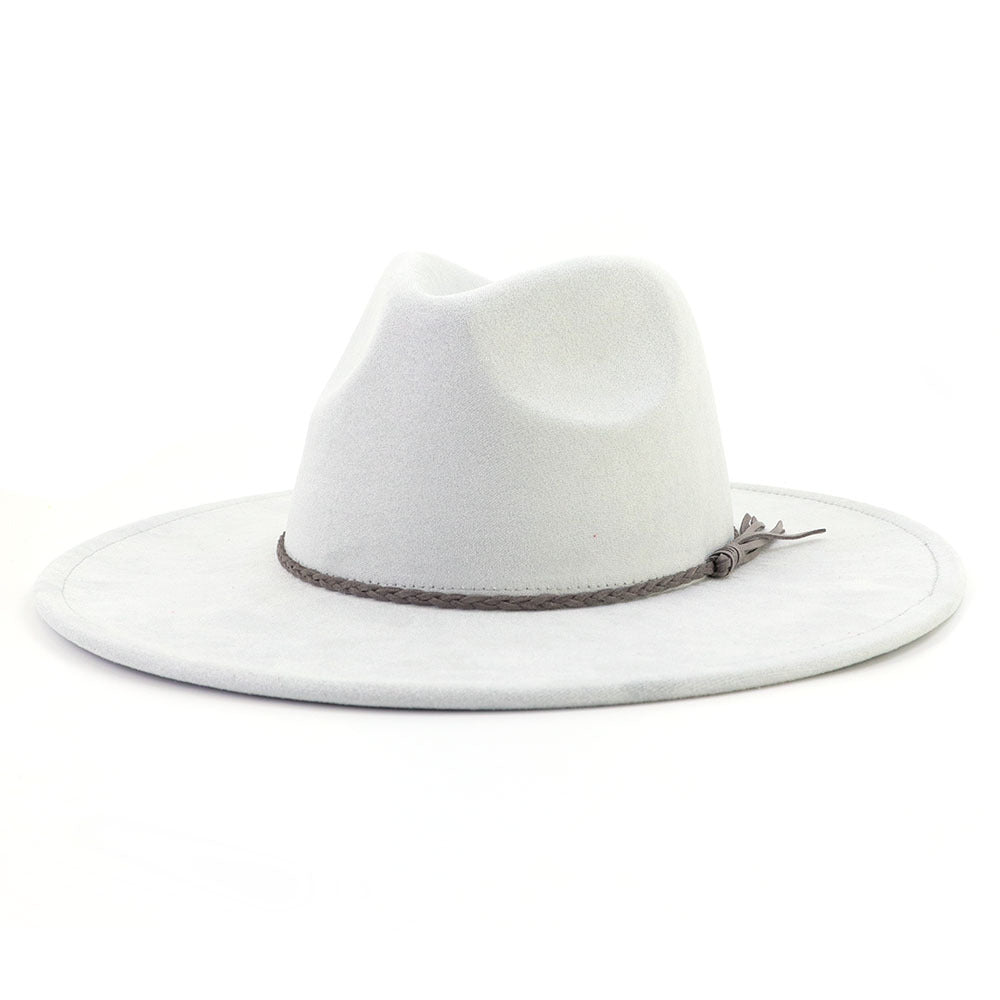 Suede Top Hat 9.5cm Wide Brim Fedora Hat Men Women Autumn Winter Felt Jazz Hats image 4
