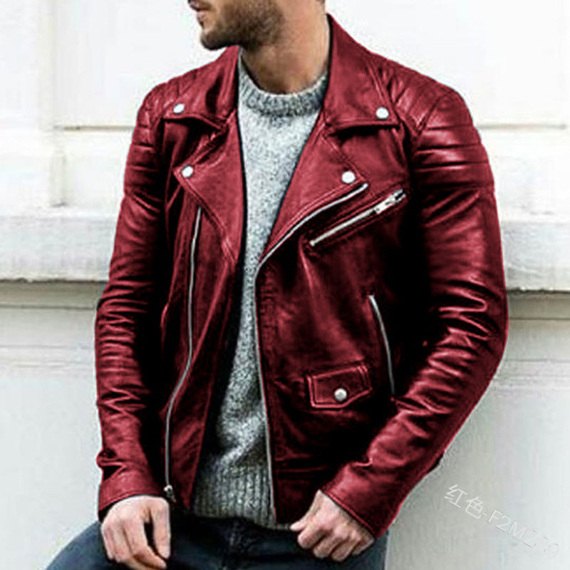 Spring Autumn New Fashion Men's Casual Trendy Loose Leather Jacket Coat America image 2