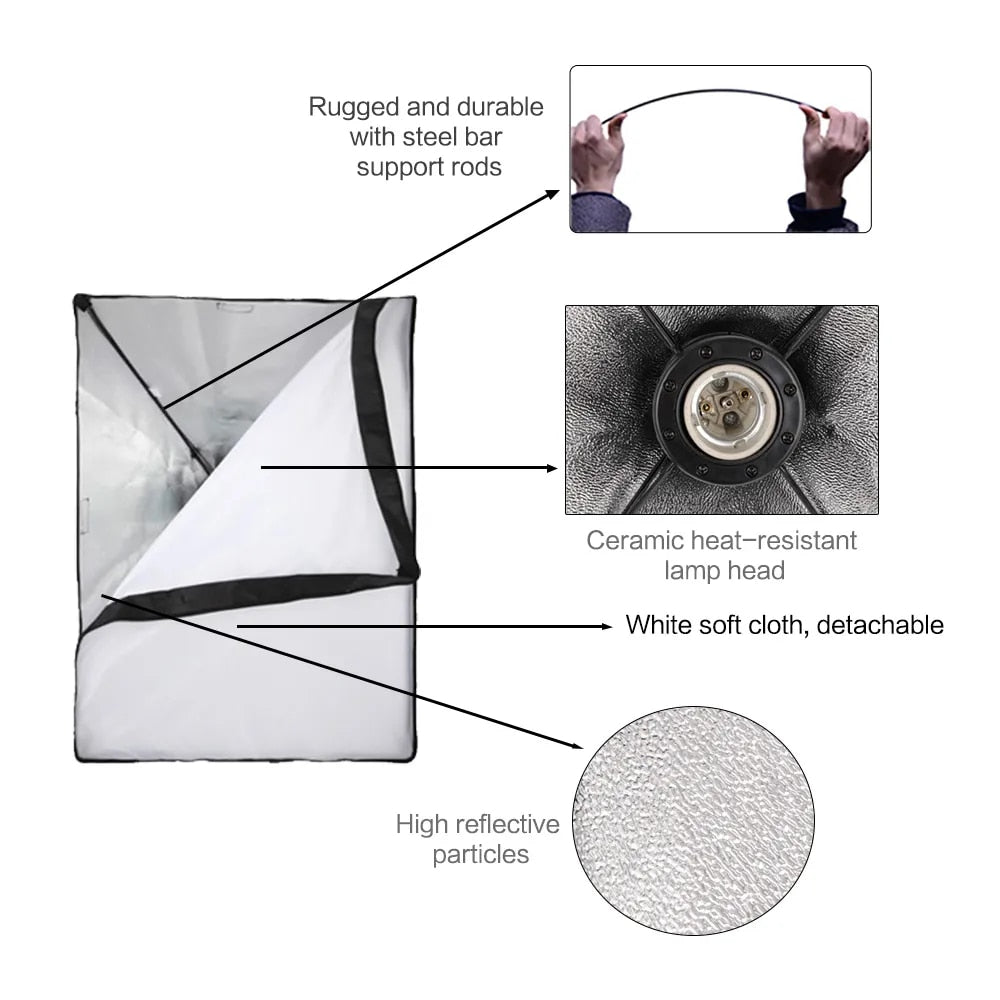 Pography Po Studio Softbox Lighting Kit With 2.6x3M Background Frame 3pcs image 7