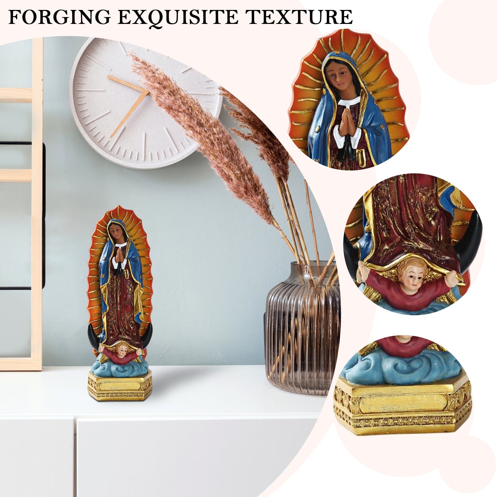 Resin Mexican Virgin Mary Statue Desktop Ornament Pray Altar Virgin Sculpture H image 3