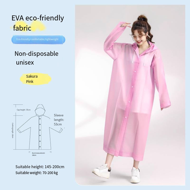 Women Waterproof Long Raincoat Waterproof Hooded EVA Rain Jacket Man Poncho Out image 0