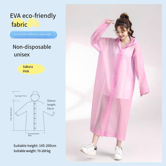Women Waterproof Long Raincoat Waterproof Hooded EVA Rain Jacket Man Poncho Out image 0